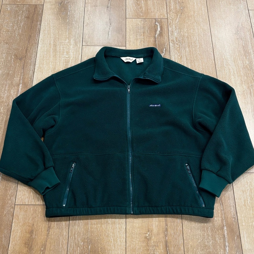 Eddie Bauer Mens Vintage Polartec Fleece Jacket Forest Green Full Zip Large - Picture 2 of 9